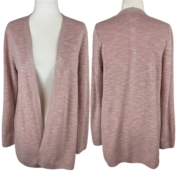 J. Jill Womens Open Front Cardigan Sz SP Pink Knit Cotton Linen‎ Coastal Beachy - Picture 1 of 9